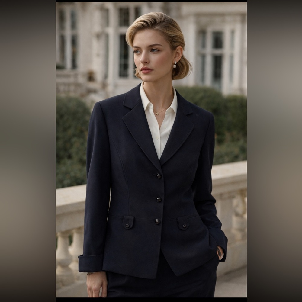 Tahari Arthur S. Levine Black Structured 3-Button Blazer – Size 6
